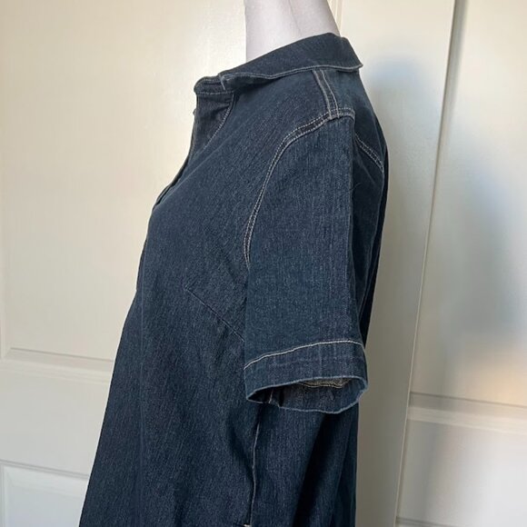 Liz Claiborne Simply Liz Dark Wash Denim Shirt Dress Size Medium - Picture 7 of 14